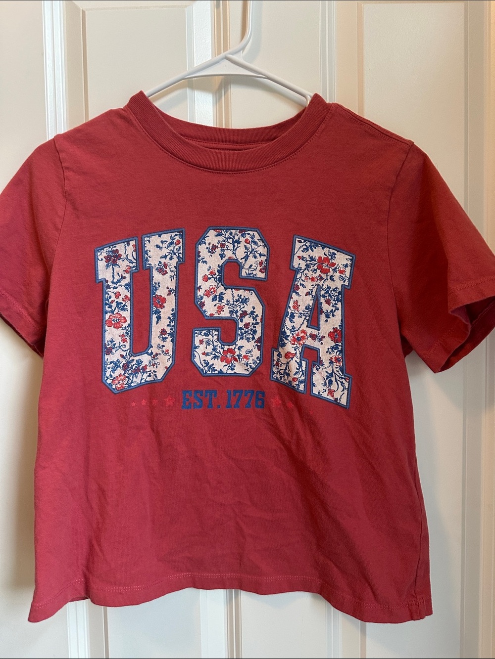Bella Canvas Red Kids USA Floral Graphic Tee